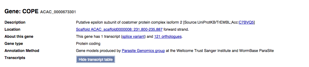 Gene page header